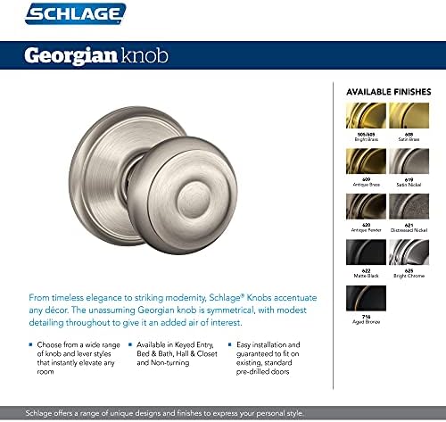 SCHLAGE F10 V Geo 716 botão da porta da Geórgia, trava de passagem de salão e armário, bronze envelhecido