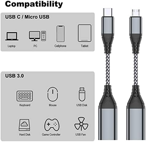JadeBones USB C para USB 3.0 Adaptador e micro USB para USB Adaptador, USB C Masculino para USB conversor feminino, Micro