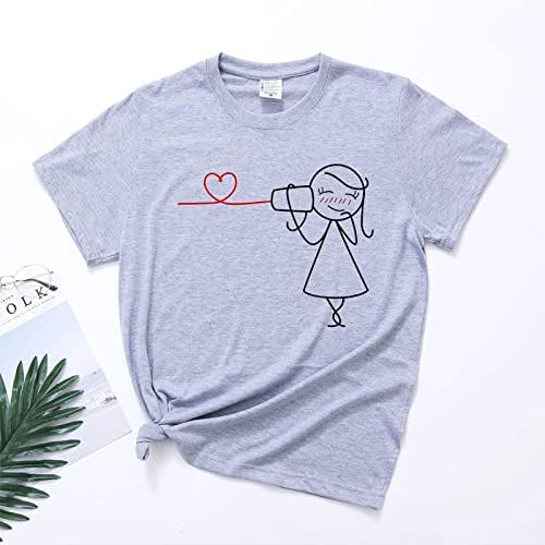 Presentes do Dia dos Namorados para suas camisas de casal combinando tops gráficos fofos shirt de mola solta para ele e ela