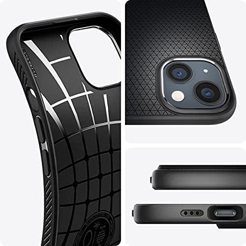 Armadura de ar líquido de Spigen projetada para iPhone 13 mini capa - preto fosco