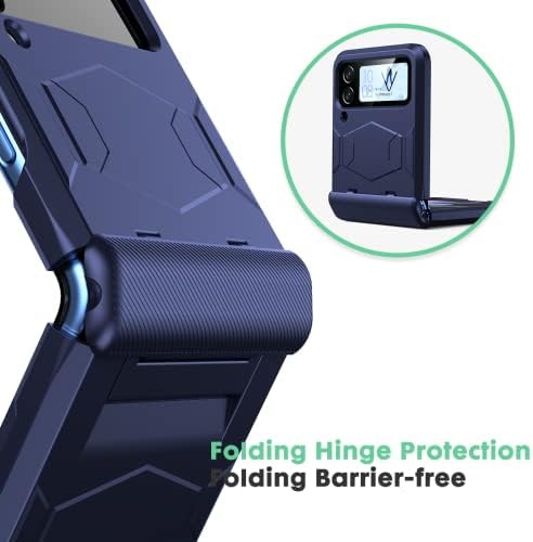 Projetado para Samsung Galaxy Z Flip 3 5G Case com protetor de lente da câmera, caixa de proteção semi-automática da dobradiça,