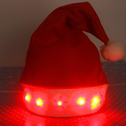 Estrela luminosa Papai Noel chapéu brilhante piscando Natal para chapéu adulto Red Led Decor de decoração de casa temática