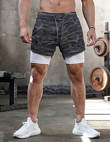 Diotsr Mens 2 em 1 Execução de shorts de exercícios Quick Dry com forro, shorts de ginástica atlética para homens com bolsos
