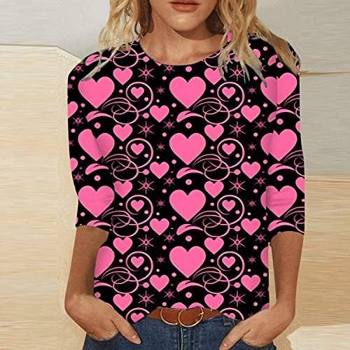 Camisas do Dia dos Namorados para mulheres casuais Love Love Heart Graphic Tee