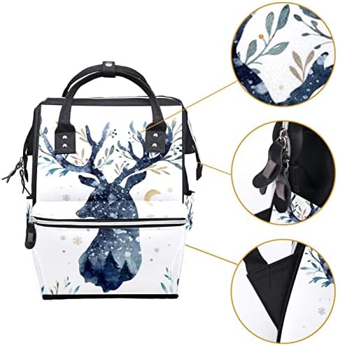 Mochila VBFOFBV Backpack, Nappy trocando bolsas multifuncionais Pacote de volta, unissex e elegante, Art Elk Moon Leaf