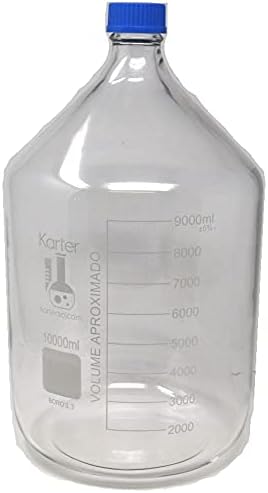 Karter Scientific 10000ml de vidro redondo garrafas de armazenamento com tampa de parafuso Gl45, Borossilicato 3.3,