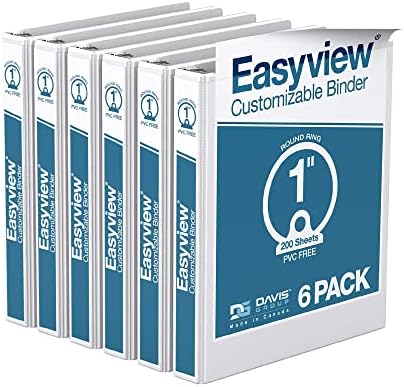 EasyView Premium Fellers de 1 polegada com capas de vista clara, ligantes de 3 anel para escola, escritório ou casa,