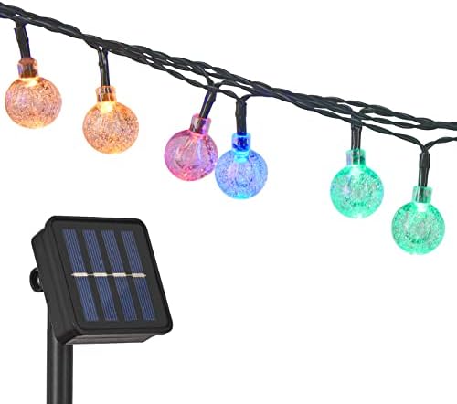EVGOISLE 50 LED 32 Ft Luzes solares de cristal globo, luzes solares à prova d'água ao ar livre com 8 modos de iluminação,