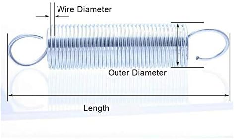 Substituição de mola de tensão metálica 1 peça de 1,6 mm de diâmetro de fios brilhantes primavera de extensão galvanizada mola de tensão com diâmetro externo em forma de gancho de 10 a 20 mm de comprimento 40-100mm