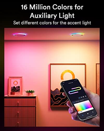 Lumary Rgbai Smart Iluminação embutida 6 polegadas com gradiente luz de sotaque e luz de luz LED de luz inteligente Luzes de montagem de superfície de 5/6 polegadas Montagem de descarga de disco Luz