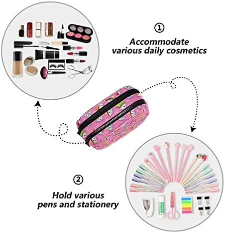 Sushi de desenho animado Glraphy com corações fofos na caixa de lápis rosa, bolsa de lápis de grande capacidade com zíper de bolsa de cosméticos portátil, para escritório de viagens escolares