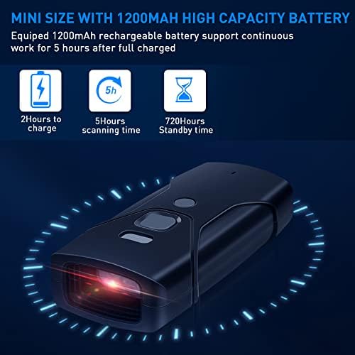 Mini 1D Scanner de código de barras a laser ， JRHC Scanner de código de barras Bluetooth portátil 3-1-1 Bluetooth & USB Wired
