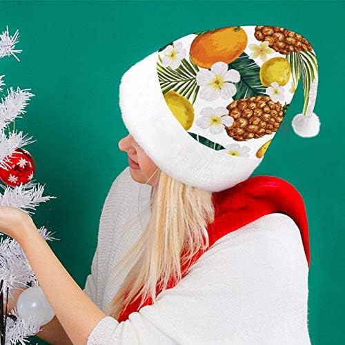 Chapéu de Papai Noel de Natal, Fruta Pineapple Xmas Holiday Hat Hat for Adults, Unisex Comfort Christmas Hats para Evento de Festas Festivas de Costume Festivo de Ano Novo