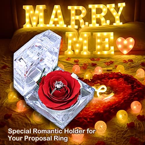 Caixa de presente de jóias de rosa Miorico Rose, Handmade Romantic Romantic Rose Ring Holder para ela para a proposta de aniversário