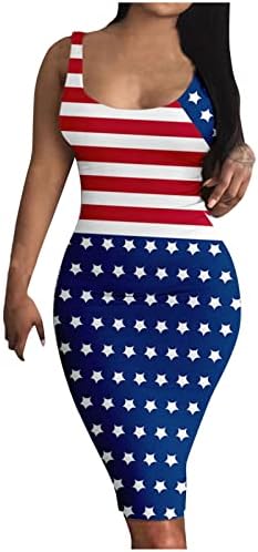 Vestidos patrióticos de bandeira americana feminina