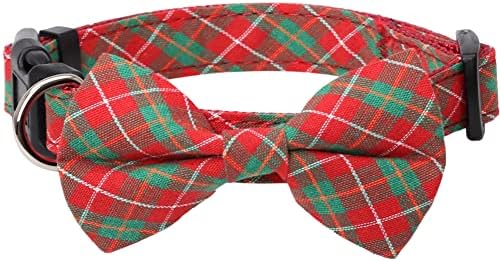 Collar de cão de Natal ajustável com tirha de gravata borboleta fofa colares xadrez clássicos para cachorros para cachorros pequenos