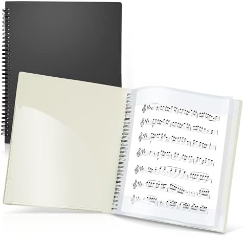 Pasta de partitura de Cranbury 8.5x11 - Suporte de música de uso duplo, armazena dentro de 24 mangas de proteção ou escreva em páginas