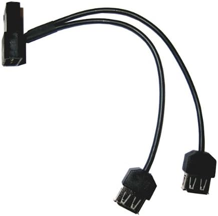 Okgear Coolerguys 4 pinos fêmeas e molex molex through to dual feminino USB A 5V Power Connecter, preto, 6 polegadas, para ventiladores