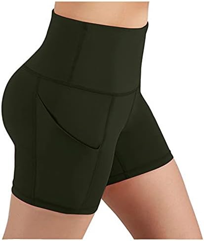 Dsodan Booty Shorts para mulheres de ioga de cintura alta Treinamento de controle de barriga feminina Executando shorts abdômen
