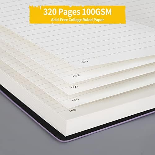 SUNEE B5 College governou o notebook de diário com 320 páginas de 7,5x10 polegadas 100gsm de papel de escrita, capa de capa soft grossa