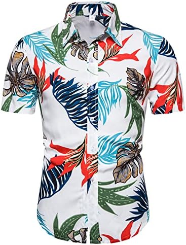 Camisa havaiana de Zdfer para homens Button Floral Impresso Down camisetas de manga curta Fit Fit Summer Summer