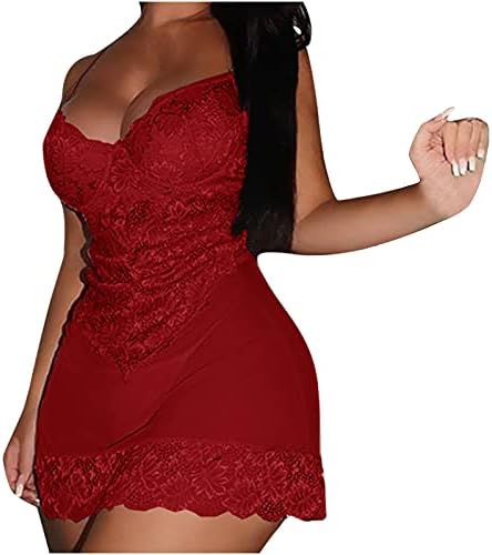 Hcjkdu feminino renda floral química sheer malha lingerie camisola de pijamas de pijamas de pm pijamas com roupas de