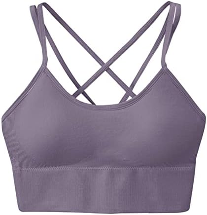 Cross Back Sport Bras acolchoado Strappy Criss Cross Cropped Bras para Yoga Workout Fitness Baixa impacto