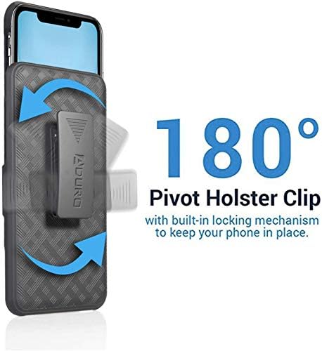 ADURO COMBO CASE & HOLSTER PARA IPHONE 11, Slim Shell & Glip Belt Clip Holster, com Kickstand embutido para Apple iPhone