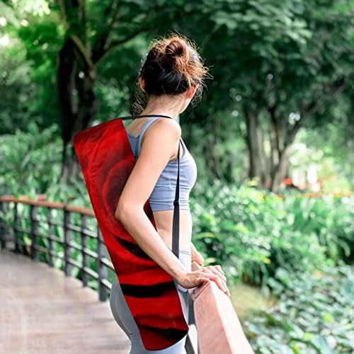 Red Rose Yoga Mat Bags Full-Zip Yoga Carry Bag for Mulher Men, Exercício portador de tapete de ioga com cinta ajustável