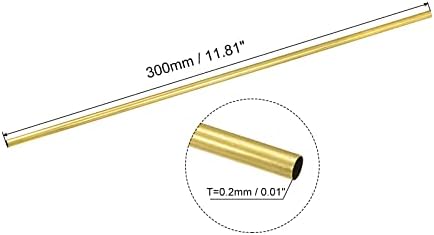 tubo de latão uxcell, 1 mm 2mm 3mm 4mm 5mm 6mm 6mm x 0,2 mm Espessura da parede 300 mm de comprimento de tubulação de metal, pacote de 6