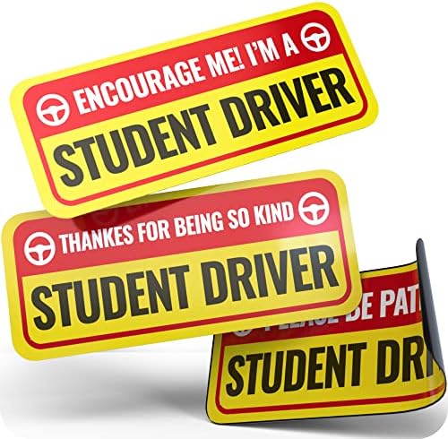 Adheisign adheisign 3-pack Student Driver ímãs | Decalque de adesivo de novo driver removível e reflexivo para o carro |