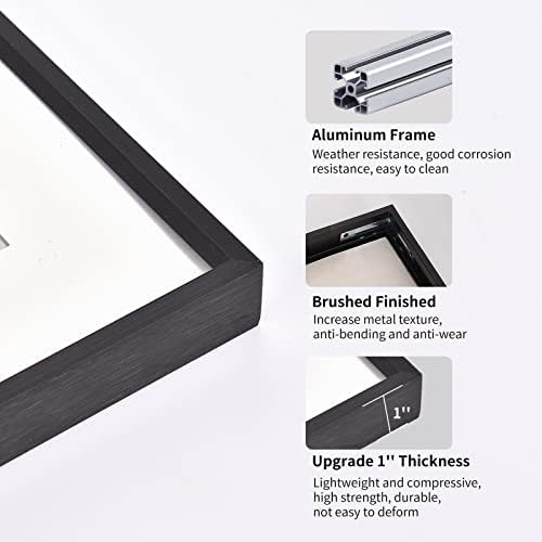 Podronale 16x20 Metal Picture Frame - Plexiglass - Black - 2 pacotes - Montado na parede - Pendure verticalmente e horizontalmente