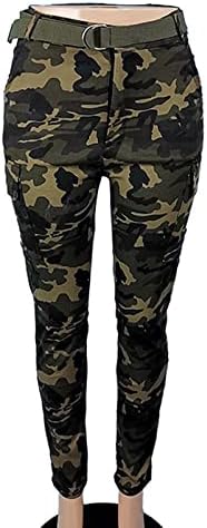 Calça de carga de camuflagem de Famnbro para mulheres, fadiga do exército Camuflagem Slim Fit Jogger Sortlants