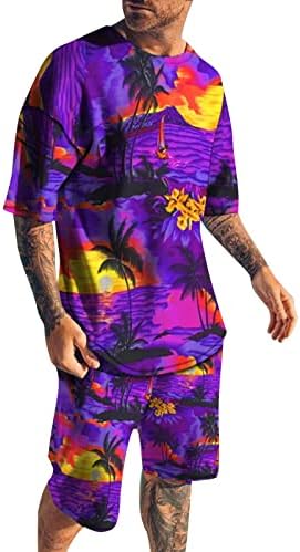 Camisas de verão de BmiseGM para homens Men's Quick Dry 3D Manga curta de manga shorts Praia Tropical Pinças e homens de colete