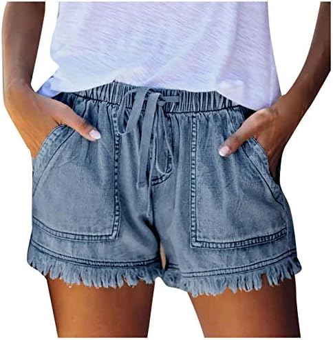 Nulairt Shorts para mulheres de verão casual, mulheres de cintura elástica casual de verão de shorts de praia de verão largura
