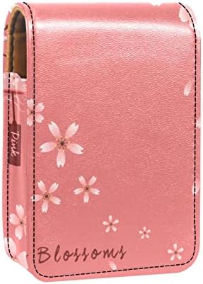 Caixa de batom de Oryuekan, bolsa de maquiagem portátil fofa bolsa cosmética, organizador de maquiagem do suporte do batom, flores de flores rosa da primavera floral japonês