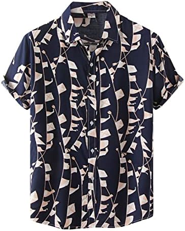 Camisas havaianas de beuu masculino Butão de manga curta do verão, Aloha Aloha Top relaxado FIL CASSO CASual Casual Camisa de praia