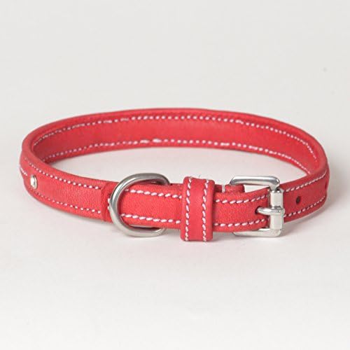 X-small strass Red Red Red Leather Swarovski Jewel Dog Collar; Se encaixa no tamanho do pescoço de 10 - 12
