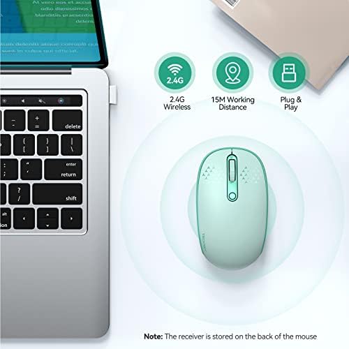 TeckNet Mini Mouse sem fio, mouse de computador silencioso de 2.4g com receptor USB, 4 botões de mouse portátil sem fio para laptop,
