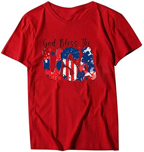 Camiseta feminina bandeira americana tops de independência camisetas de pêlos curtos camisa de manga curta