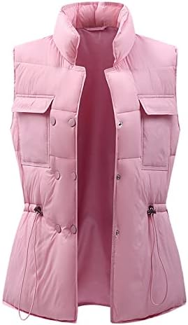 Jaquetas sem mangas para camping para femininas algodão aconchegante Jaquetas de cores sólidas