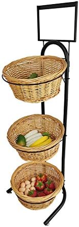 FixtUledIsPlays® 3 camadas de vime Market Basket Fruit Legal Pakery Goody Display Stand Pantry Kitchen Organizer 31042-Two-Tone-NPF-SL