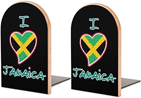 I Love Jamaica Small Wood Books suportes Apoio a não deslizar as prateleiras de serviço pesado Stand para Office Home Kitchen Library