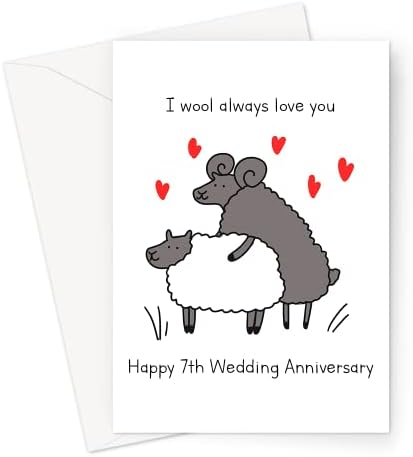 Eu sempre te amo feliz 7º aniversário do 7º aniversário do cartão | Card de aniversário de casamento engraçado de 7 anos