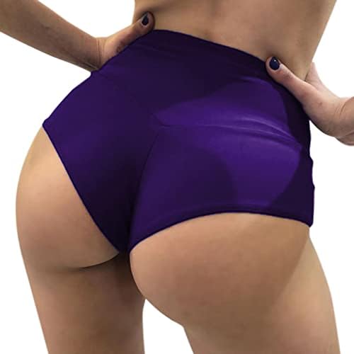 Bolsa de papel shorts femininos cora alta feminina de cor sólida calças de quadril manchas de nádegas Basto esportivo de ioga