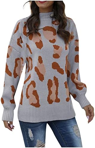 Suéter de outono de tamanho Trebin, suéteres de grandes dimensões para mulheres na moda feminina bloqueio colorido de camisola de gola alta para mulheres pulôver