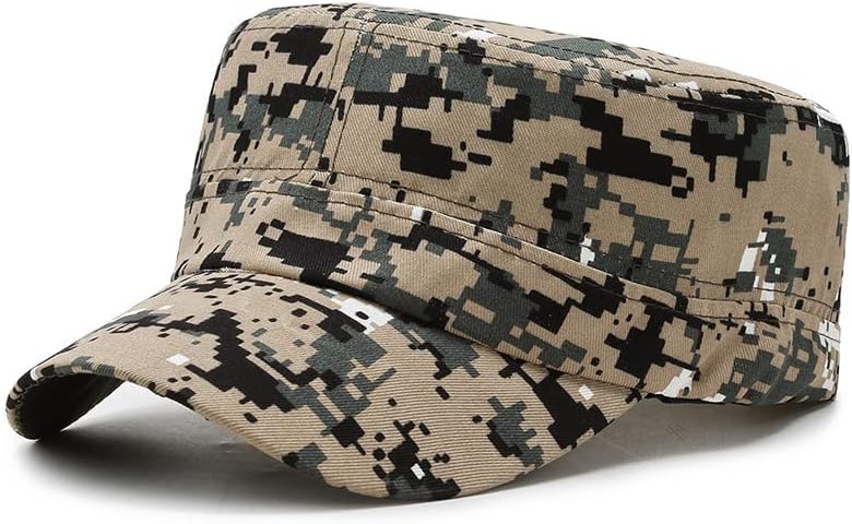 Lavado Cadete Militar Cadete Algodão Ajuste do Exército Ajustado Vintage Chapéu Flat para homens Digital Camo 21.2-23.2inch