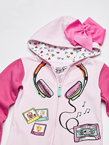 JoJo Siwa Girls Headphones 3D Bow Zip Hoodie Jacket