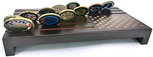 Woerda 6 linhas American Flag Coin Display Stand, Exibição de moedas de desafio militar, segura 42-46 moedas
