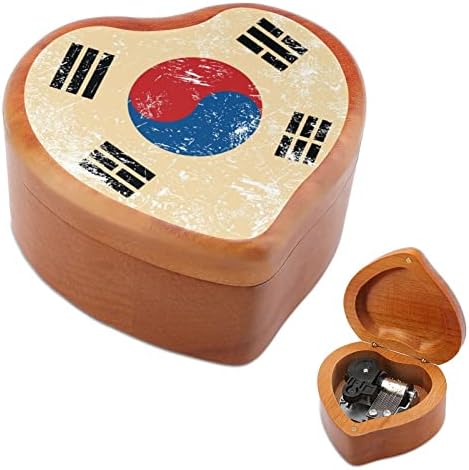 Presente de caixa de música de madeira da Bandeira do Sul da Coréia do Sul